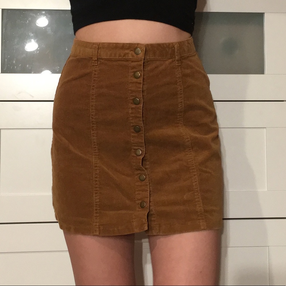 Corduroy Button-Front Mini Skirt